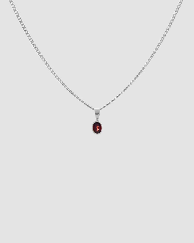 material:silver; add-on:mini-chain-necklace; add-on:garnet-add-on;